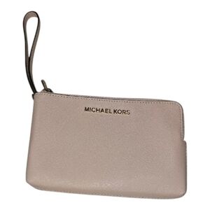 MICHAEL KORS DOUBLE ZIP WRISTLET PINK & VANILLA MK print Jet Set 2 Zips CC Small